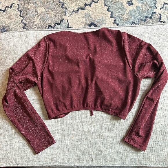 NEW Savage X Fenty purple burgundy sparkle keyhole tie front crop top, 3X - Picture 8 of 10